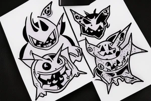 Gengar Pokémon with other spooky ghost Pokémon tattoo idea