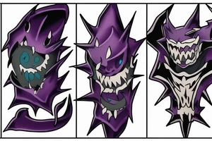 Gengar Pokémon with other spooky ghost Pokémon tattoo idea