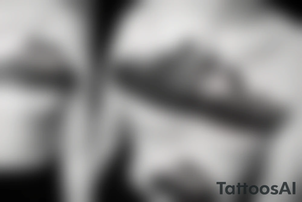 cottage mountains norway landscape tattoo idea