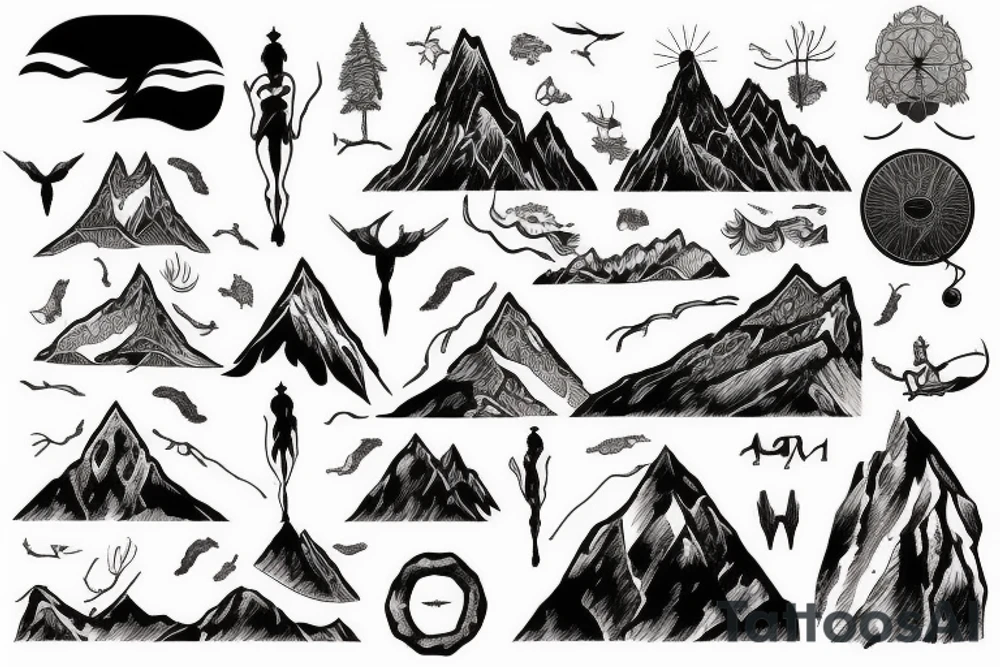 Snowy mountains tattoo idea