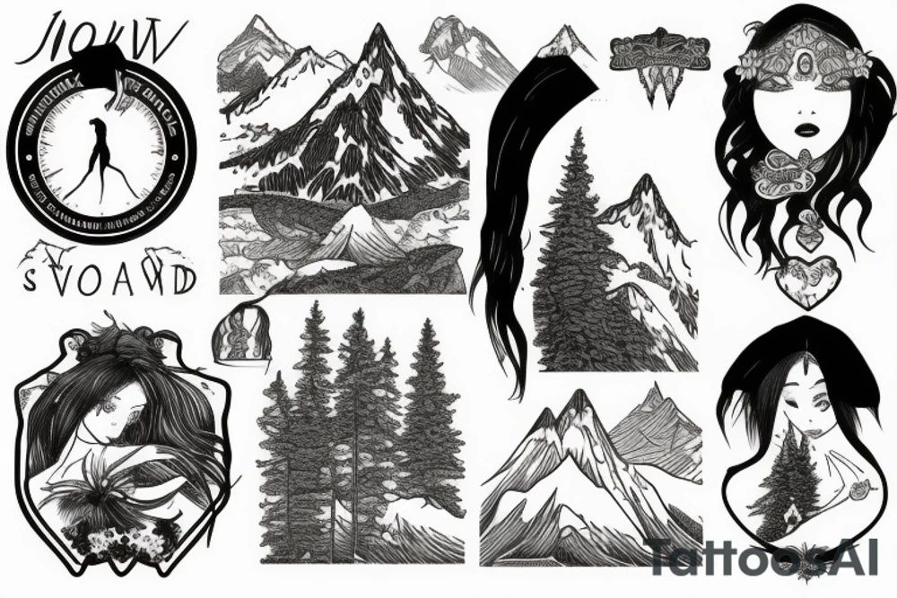Snowy mountains tattoo idea