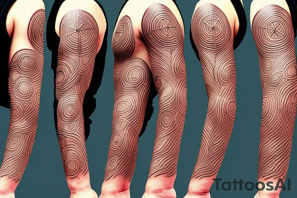 abstract tattoo on shoulder, big circles and arrows tattoo idea