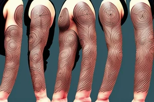 abstract tattoo on shoulder, big circles and arrows tattoo idea
