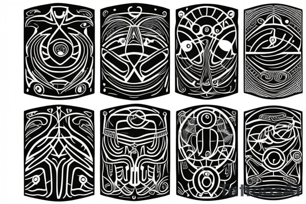 abstract tattoo on shoulder  circles and arrows tattoo idea
