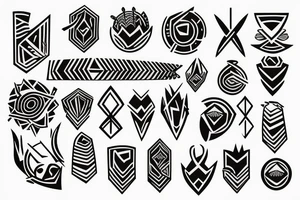abstract tattoo on shoulder  circles and arrows tattoo idea