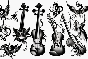 minimalistic, devil & angel, violin tattoo idea