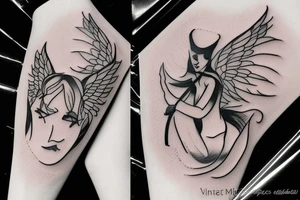 minimalistic, devil & angel, violin tattoo idea