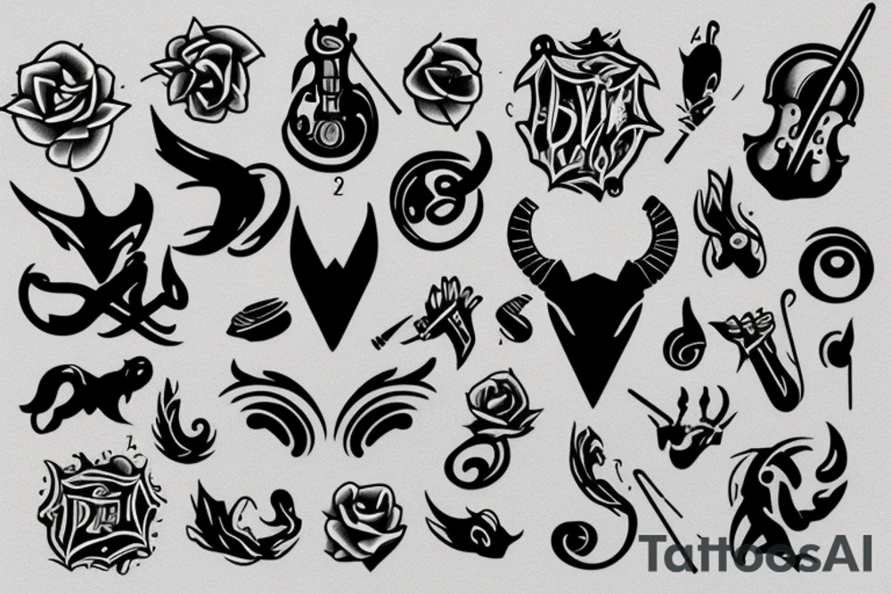 minimalistic, devil, violin tattoo idea