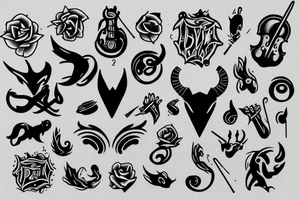 minimalistic, devil, violin tattoo idea