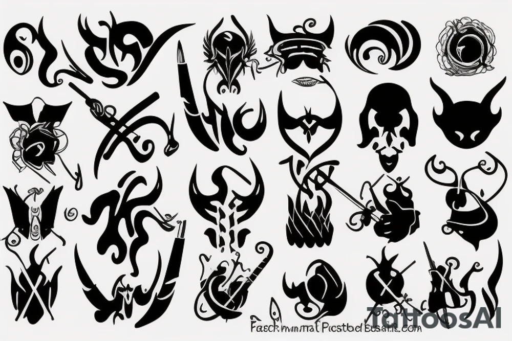 minimalistic, devil, violin tattoo idea