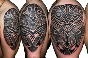 A round tattoo containing a wild boar tattoo idea