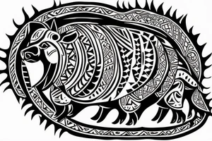 A round tattoo containing a wild boar without too many details tattoo idea
