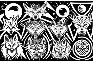 wolfes chasing sun and moon tattoo idea