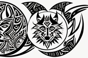 wolfes chasing sun and moon tattoo idea
