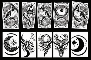 wolfes chasing the sun and moon tattoo idea