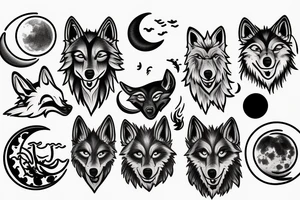 wolfes chasing the sun and moon tattoo idea