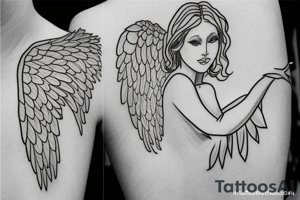 angel simple outline tattoo idea