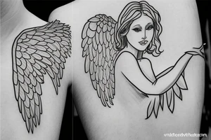 angel simple outline tattoo idea