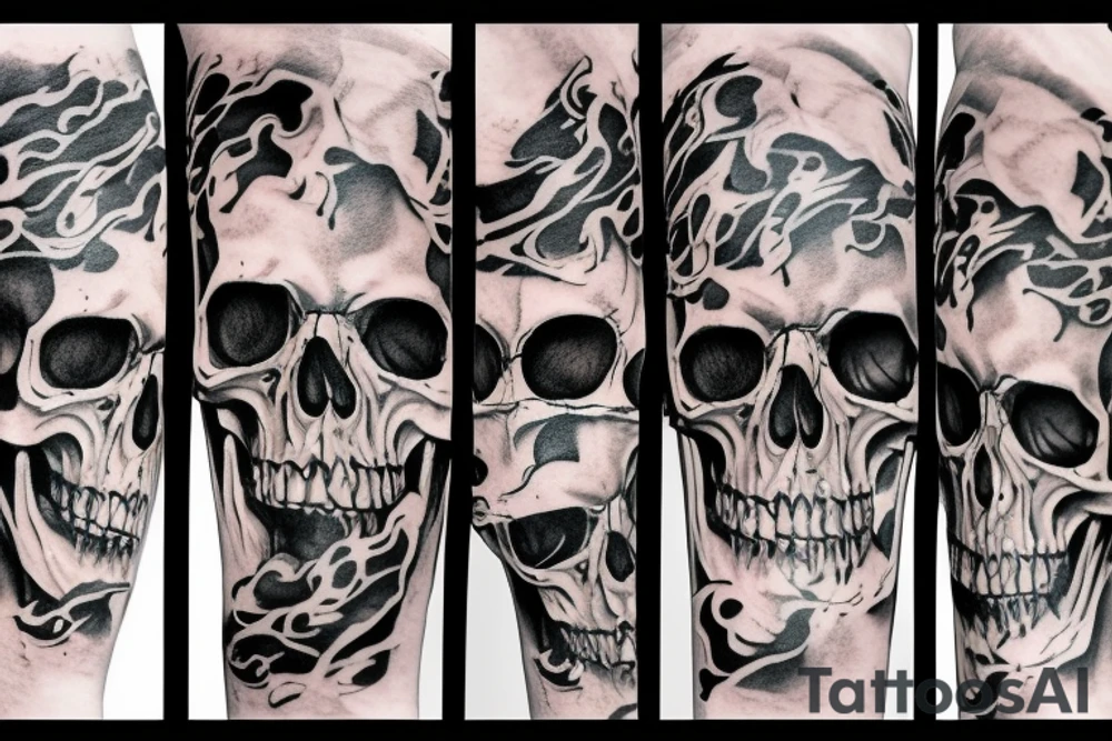 Skull, flames tattoo idea