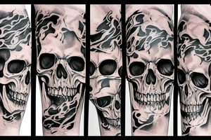 Skull, flames tattoo idea