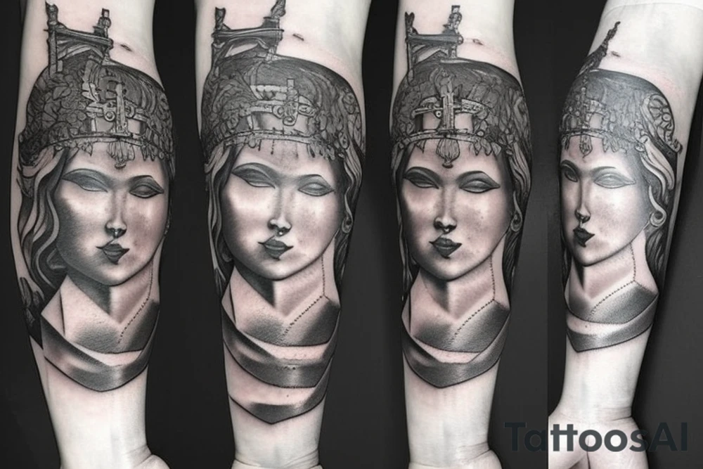 Themis god holds a balance and a sword tattoo idea