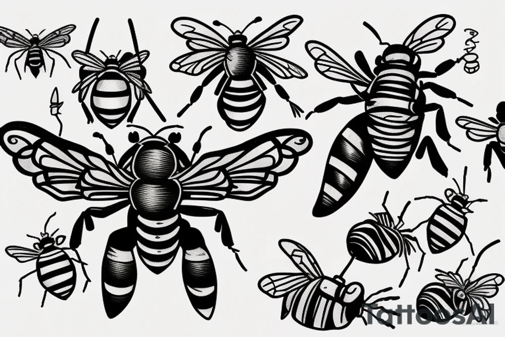 Armoured Bee flying tattoo idea