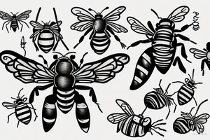 Armoured Bee flying tattoo idea