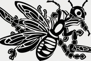 Armoured Bee flying tattoo idea