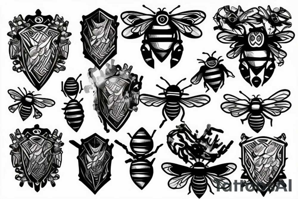 Metal Armour wearing Bee flying tattoo idea