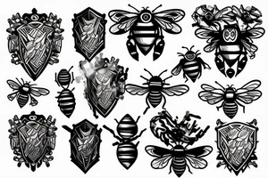 Metal Armour wearing Bee flying tattoo idea