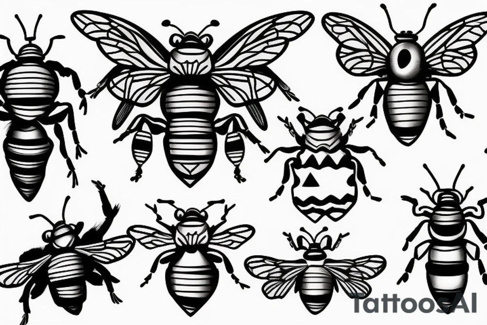 Metal Armour wearing Bee flying tattoo idea