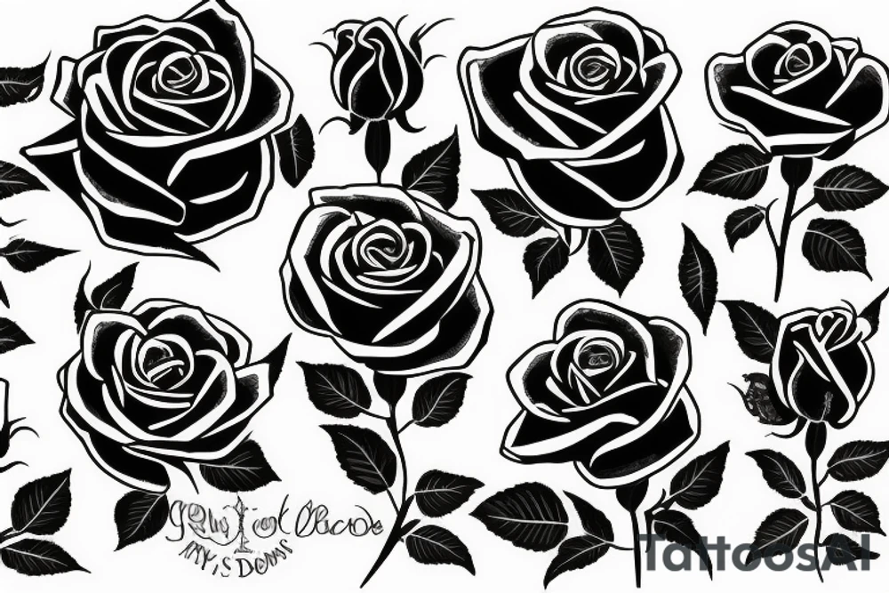 Roses with red ruby tattoo idea