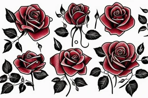 Roses with red ruby tattoo idea
