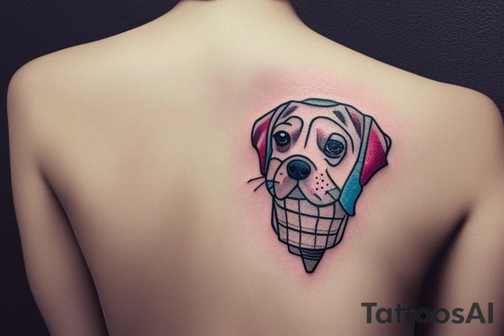 Dog with ice cream cone tattoo idea