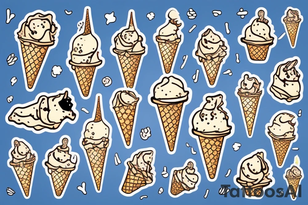 Dog with ice cream cone tattoo idea