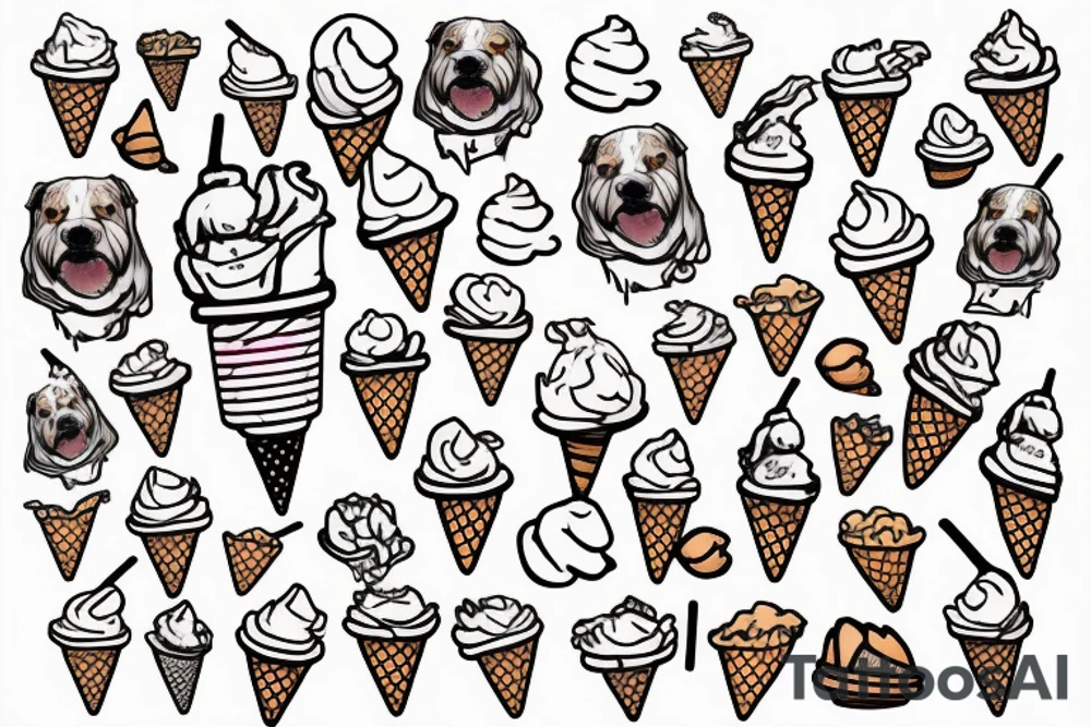 Dog with ice cream cone tattoo idea