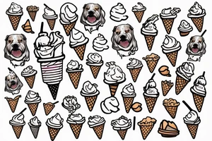 Dog with ice cream cone tattoo idea