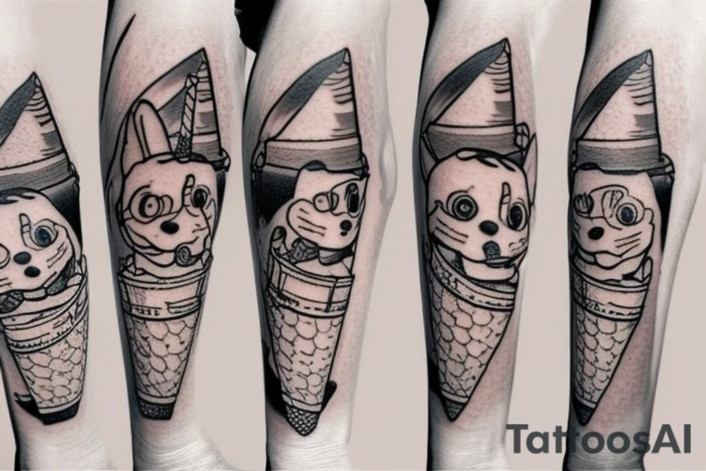 Dog with ice cream cone tattoo idea