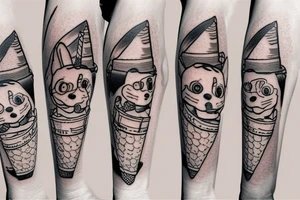 Dog with ice cream cone tattoo idea