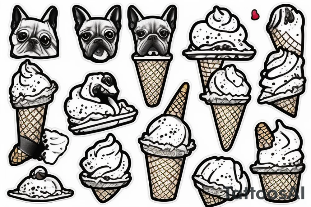 Dog with ice cream cone tattoo idea