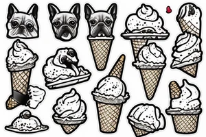 Dog with ice cream cone tattoo idea