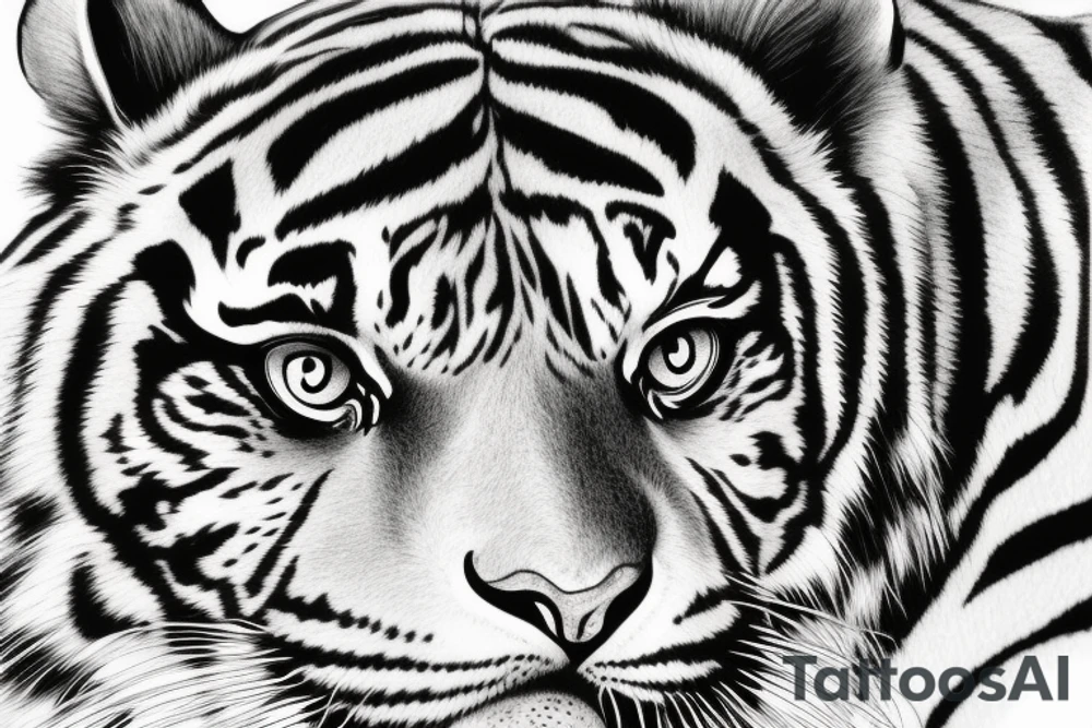 Black and white tiger in forest tattoo idea