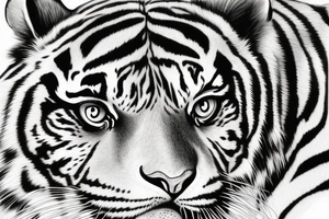Black and white tiger in forest tattoo idea