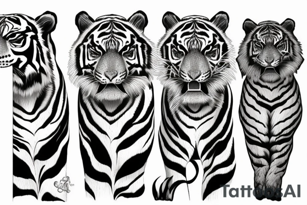Black and white tiger in forest tattoo idea
