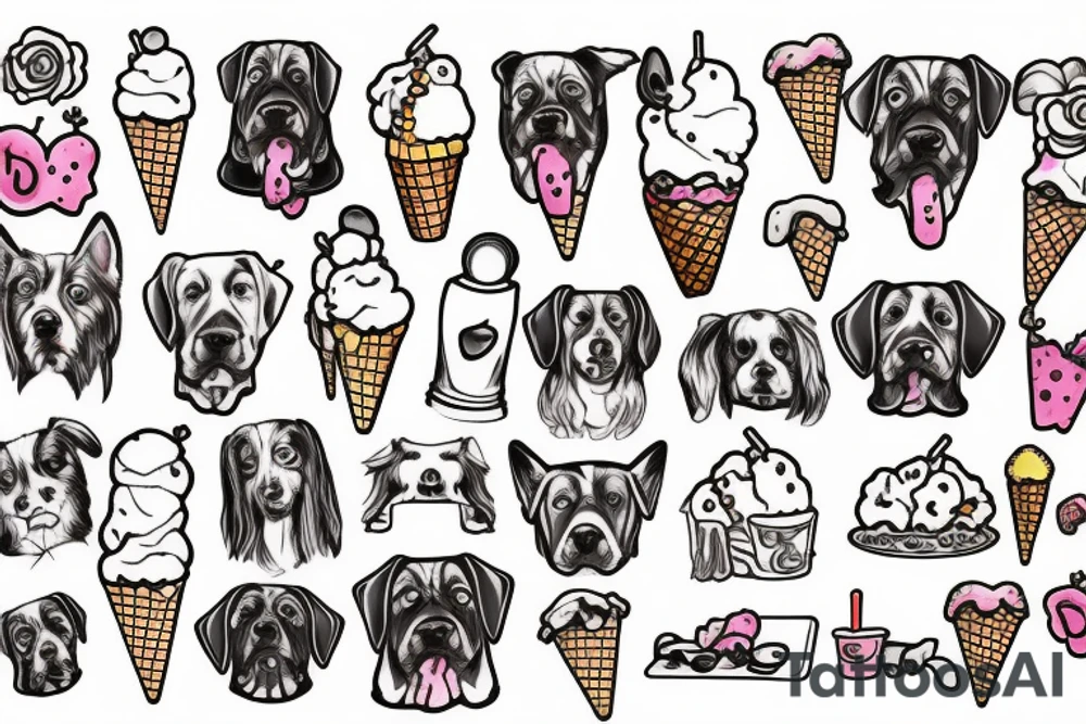 Dog with ice cream tattoo idea