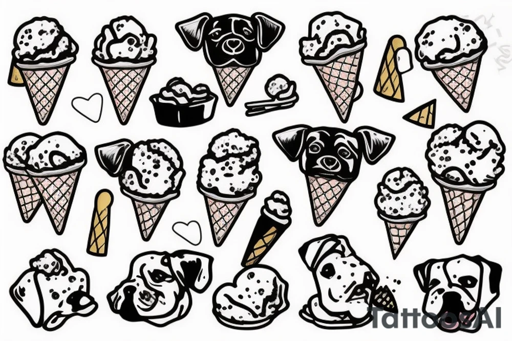 Dog with ice cream tattoo idea