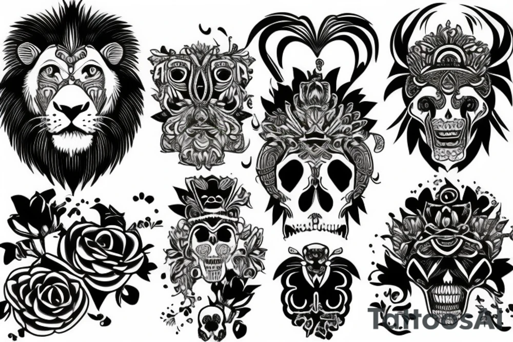 Lion and skull tattoo idea