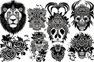 Lion and skull tattoo idea