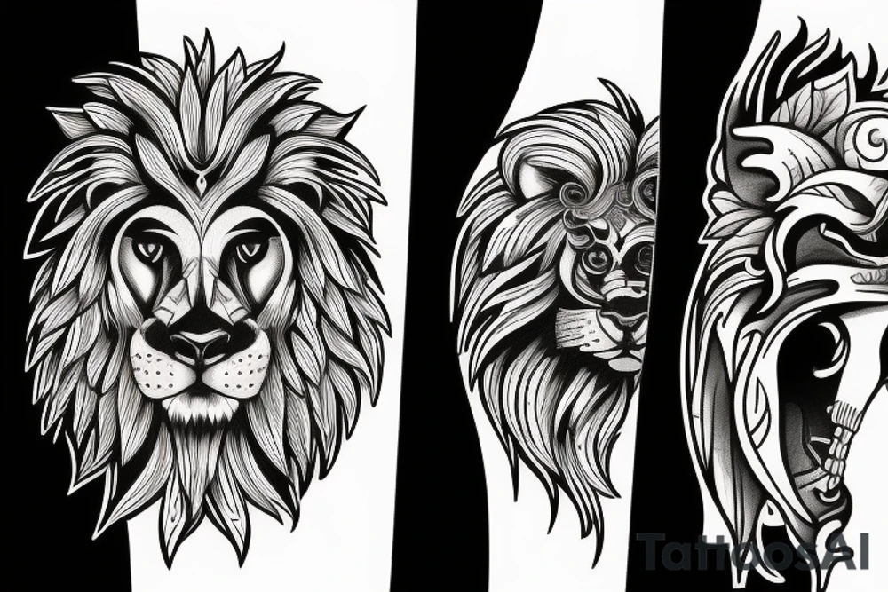 Lion and skull tattoo idea
