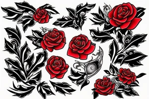 Black tower with red roses tattoo idea
